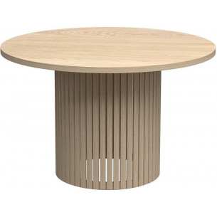 Linley 120cm oak round table with single leg slats Actona