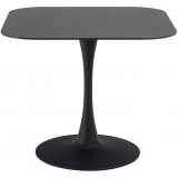 Malta 90x90cm black ceramic &amp; black matt square table on one leg Actona