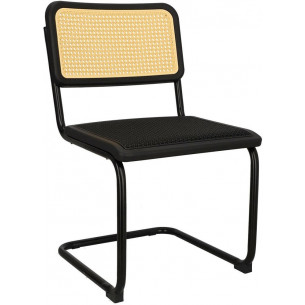 Nelson black&amp;natural boho woven chair with sled base Intesi