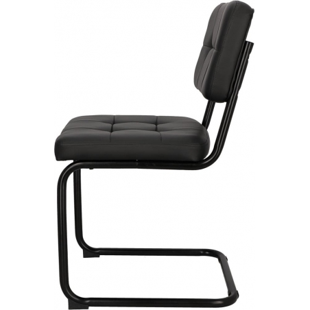 Krzesło pikowane z ekoskóry na płozie Nelson Soft czarne Intesi