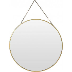 Lago 29cm gold round mirror with chain Intesi