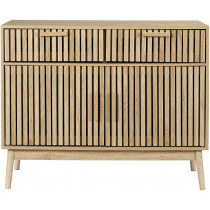 Klaus 100x35cm natural chest of drawers with legs and slats Intesi