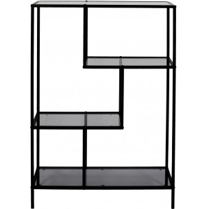 Edison S 80x30 smoked glass&amp;black glass shelf on legs Intesi