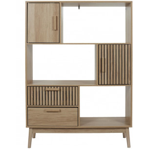 Klaus 110x35cm natural free-standing shelf unit with cabinets Intesi