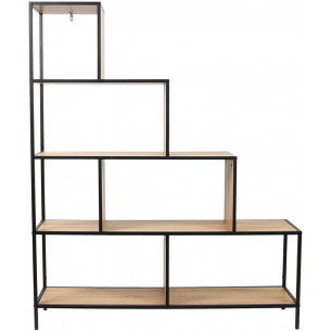 Edison 120x30cm natural&amp;black loft shelf on legs Intesi