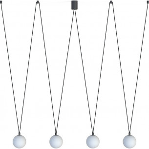 Sling 160cm white&amp;black adjustable 4 glass globes pendant lamp Nowodvorski