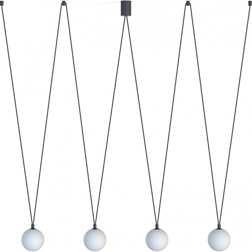 Lampa wisząca 4 szklane kule regulowane Sling 160cm biały / czarny Nowodvorski