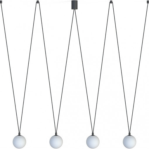 Sling 160cm white&amp;black adjustable 4 glass globes pendant lamp Nowodvorski