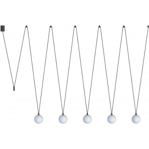 Sling 200cm white&amp;black 5 glass globes pendant lamp Nowodvorski