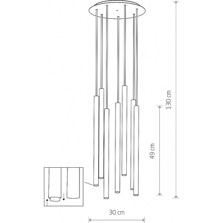 Lampa wiszące tuby Laser VII 30cm multikolor Nowodvorski
