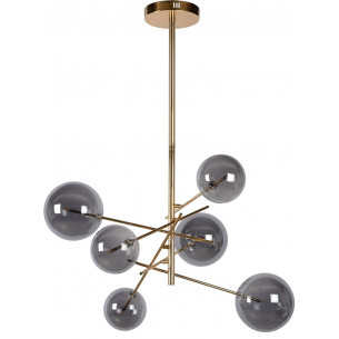 Alara 72cm smoked grey&amp;gold glass globes ceiling lamp Lucide