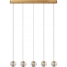 Dilenko LED 84cm transparent &amp; frosted gold dimmable pendant lamp with glass spheres on a strip Lucide