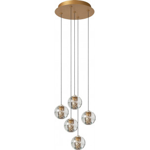 Dilenko LED 31cm transparent&amp;matte gold dimmable glass ball pendant lamp Lucide