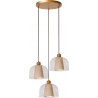Gunhild 46.5cm clear&amp;cream&amp;matt gold triple glass pendant lamp Lucide
