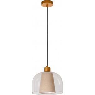 Gunhild 24cm transparent&amp;cream&amp;matt gold glass pendant lamp Lucide