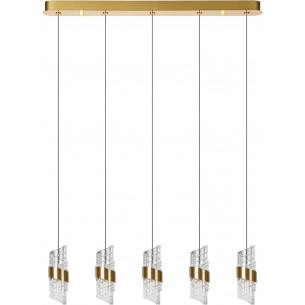 Kligande V LED 84cm 2700K transparent&amp;matte gold hampton pendant lamp on strip Lucide