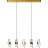 Kligande V LED 84cm 2700K transparent&amp;matte gold hampton pendant lamp on strip Lucide