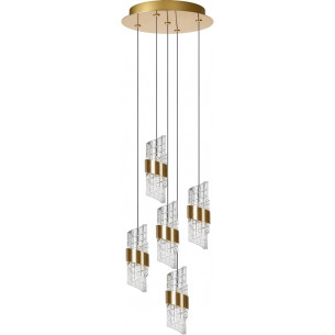 Kligande V LED 30cm 2700K transparent&amp;matte gold hampton pendant lamp Lucide