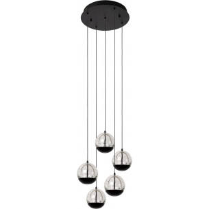 Lampa wisząca szklane kule modern Sentubal LED V 35cm 2700K przeźroczysty / czarny Lucide