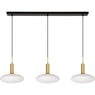 Singala 126cm opal&amp;matt gold brass triple glass pendant lamp on bar Lucide