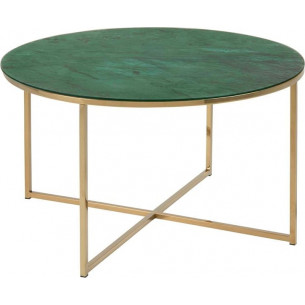 Designer Alisma 80 green marble&gold gold coffee table with marble top Actona for living room