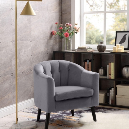 Marshal grey upholstered armchair with wooden legs Halmar