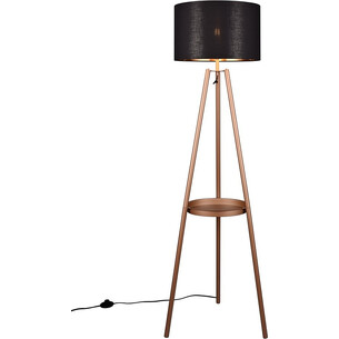 Lampa podłogowa na trójnogu ze stolikiem Colette czarno-złoty / kawowy Reality 2