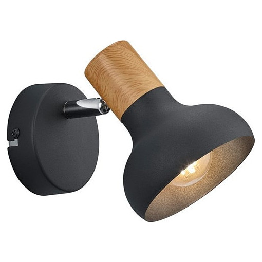 Latika black matt&amp;wood scandinavian wall lamp with wood Reality