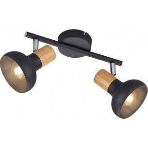 Latika II matt black&amp;wood scandinavian ceiling spotlight Reality