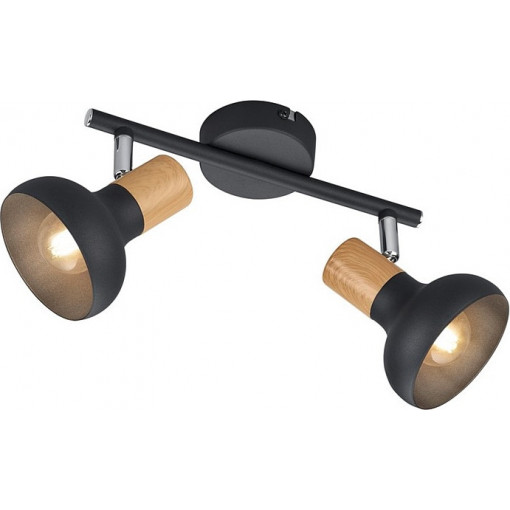 Latika II matt black&amp;wood scandinavian ceiling spotlight Reality