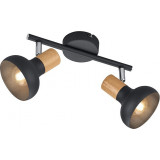 Latika II matt black&amp;wood scandinavian ceiling spotlight Reality