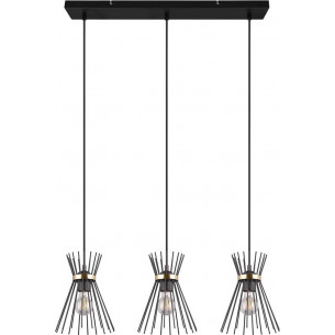 Rod 82cm black&amp;gold triple wire pendant lamp on strip Reality