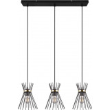 Rod 82cm black&amp;gold triple wire pendant lamp on strip Reality
