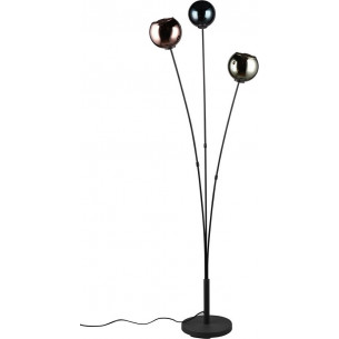 Sheldon blue&amp;green&amp;copper&amp;black floor lamp with 3 glass spheres Reality