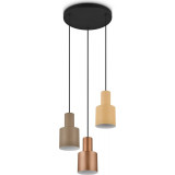 Agudo 37cm dark grey&amp;beige&amp;coffee&amp;black triple pendant lamp Trio