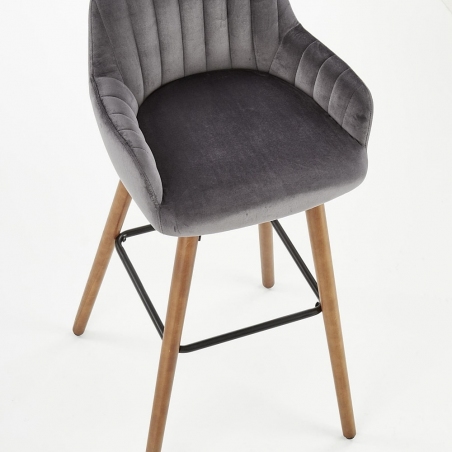 H-93 75 dark grey bar chair with wooden legs Halmar