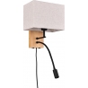 Nilam square beige-white&amp;wood&amp;black wall lamp with reading lamp Trio