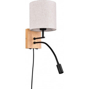 Nilam round beige-white&amp;wood&amp;black reading lamp wall lamp Trio