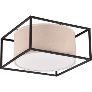 Ross 30x30cm beige&amp;black matt ceiling lamp with shade in metal frame Trio