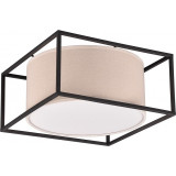 Ross 30x30cm beige&black matt ceiling lamp with shade in metal frame Trio Ross 30x30cm beige&black matt ceiling lamp with shade in metal frame Trio