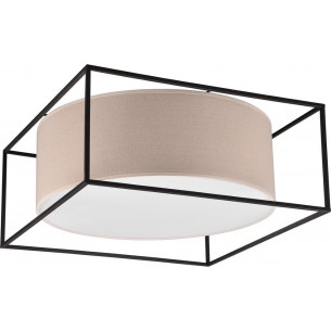 Ross 50x50cm beige&amp;black matt ceiling lamp with lampshade in metal frame Trio