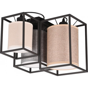 Ross 40x34cm beige&amp;grey&amp;brown&amp;black matt triple ceiling lamp with shades Trio