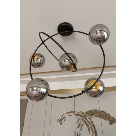 Lampy modern. Stylowa Lampa sufitowa szklane kule nowoczesne Stardom V 65cm grafit/czarny Emibig do salonu