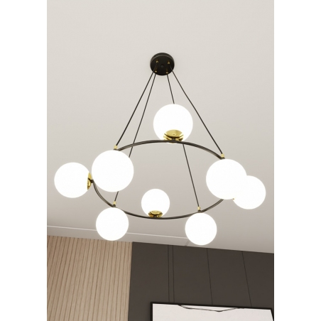 Lampy modern. Stylowa Lampa wisząca szklane kule nowoczesne Azura VIII 75cm biały/czarny Emibig nad stół