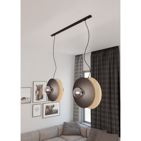 Lampy modern. Lampa wisząca 4 punktowa ze sklejki Soho 126cm drewno/grafit/czarny Emibig nad stół