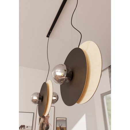 Lampy modern. Lampa wisząca 4 punktowa ze sklejki Soho 126cm drewno/grafit/czarny Emibig nad stół