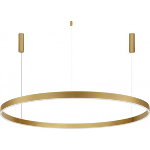 Gemma LED 150cm gold-brass modern round pendant lamp with remote control