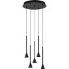 Loop LED 35.5cm black 5-light pendant lamp