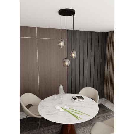 Stylowa Lampa wisząca szklana Istar III premium czarno-grafitowa Emibig nad stół