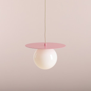 Loop 34cm white&amp;pink glass ball pendant lamp Aldex